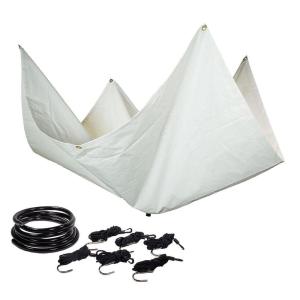 imageMytee Products White 7 x 7 Ceiling Leak Drain Tarp  Vinyl Coated Material Roof Leak Drip Diverter Waterproof Drainage Tarp with Heavy Duty Grommets in Each Corner  Easy Hanging and ReusableWhite
