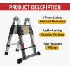 imageMytee Products 165 Telescoping Ladder A Frame  Aluminum Extention Ladder with Balance Bar Carry Handle ampamp Tool Tray  Folding Collapsible Ladder for Extend ampamp Climb RV or for Household