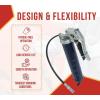 imageMytee Products 2 Pack Lever Action Grease Gun Heavy Duty Maximum Pressure  10000 PSI with 18inch Whip Hose  Aluminium Cast Head  Capacity 16 oz Bulk 14oz CartridgeBlue