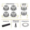 imageMytee Products Complete Wheel Chrome Axle Cover Set  33mm Threaded Lug Wheel Nut Covers for Semi Truck Frightliner Volvo  Removable Hub Caps Kit 2 Front ampamp 4 RearSpiked Hub Caps  2 Front  4 Rear