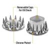 imageMytee Products Complete Wheel Chrome Axle Cover Set  33mm Threaded Lug Wheel Nut Covers for Semi Truck Frightliner Volvo  Removable Hub Caps Kit 2 Front ampamp 4 RearSpiked Hub Caps  2 Front  4 Rear