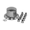 imageMytee Products Complete Wheel Chrome Axle Cover Set  33mm Threaded Lug Wheel Nut Covers for Semi Truck Frightliner Volvo  Removable Hub Caps Kit 2 Front ampamp 4 RearRear Hub Cover Set  4 Pack