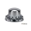 imageMytee Products Complete Wheel Chrome Axle Cover Set  33mm Threaded Lug Wheel Nut Covers for Semi Truck Frightliner Volvo  Removable Hub Caps Kit 2 Front ampamp 4 RearRear Hub Cover Set  4 Pack