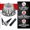 imageMytee Products Complete Wheel Chrome Axle Cover Set  33mm Threaded Lug Wheel Nut Covers for Semi Truck Frightliner Volvo  Removable Hub Caps Kit 2 Front ampamp 4 RearSpiked Hub Caps  2 Front  4 Rear
