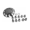 imageMytee Products Complete Wheel Chrome Axle Cover Set  33mm Threaded Lug Wheel Nut Covers for Semi Truck Frightliner Volvo  Removable Hub Caps Kit 2 Front ampamp 4 RearSilver