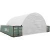imageMytee Products Shipping Container Canopy Shelter Kit  20L x 20W 21 Oz 610 GSM PVC White Cover Storage Container Roof with Back End Wall  Snow UV and WeatherResistant15 H x 20 W