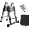 imageMytee Products 165 Telescoping Ladder A Frame  Aluminum Extention Ladder with Balance Bar Carry Handle ampamp Tool Tray  Folding Collapsible Ladder for Extend ampamp Climb RV or for Household