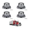 imageMytee Products Complete Wheel Chrome Axle Cover Set  33mm Threaded Lug Wheel Nut Covers for Semi Truck Frightliner Volvo  Removable Hub Caps Kit 2 Front ampamp 4 RearRear Hub Cover Set  4 Pack
