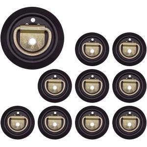 imageMytee Products 10 Pack Flush Mount DRing TieDowns with Plastic Pan Fittings  1000 Working Load Limit  Recessed DRing Tie Down Anchor for Flatbed Trailer Truck RV Cargo10  Pack