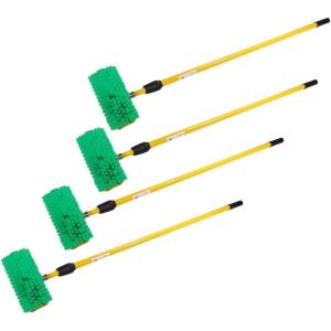 imageMytee Products 10quot BiLevel Car Wash Brush and 4 to 8 Extendable Handle wSoft Bristles Suitable for Auto RV Truck Boat Camper Exterior Washing Cleaning Green4  Pack