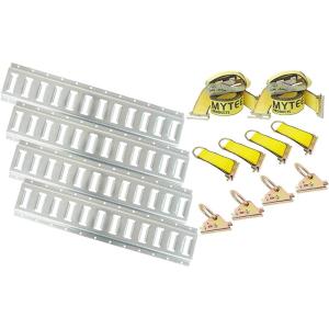 imageMytee Products 14 Pieces ETrack Tie Down Kit  4 Horizontal 5 E Track Rails 2 Etrack Ratchet Straps 2quot x 12 4 O Rings 4 Rope Tie Offs  Heavy Duty E Track Accessories for Enclosed Trailer14 Pieces