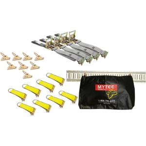 imageMytee Products 16 Pieces ETrack Tie Down Kit  4 Galvanized Horizontal 5 E Track Rails 4 O Rings 4 Rope Tie Offs 4 End Caps  Heavy Duty E Track Accessories for Enclosed Trailers ampamp Vans21 Pieces