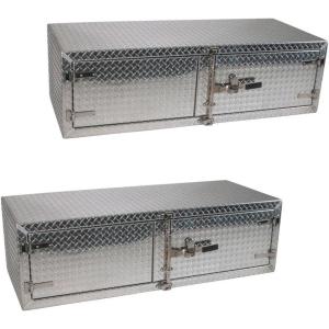 imageMytee Products 18quotx24quotx60quot Aluminum Flatbed Trailer Underbody Tool Box with Diamond Checker Finish Barndoor Style Double Doors ampamp Paddle Lock  Heavy Duty Side Mount Tool Box for Trailer ampamp Semi Truck2  Pack