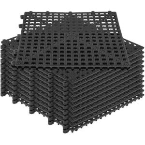 imageMytee Products 24 Pack 12quotx12quot 12quot Thick Non Slip Interlocking Self Drainage Tiles for Bathroom Floor  Interlocking Deck Tiles for Outdoor Kitchen Shower Pool Balcony Wet Area GymBlack