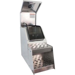 imageMytee Products 245quotx284quotx30quot Aluminum Side Mount Semi Truck Tool Box with Saddle Step Open Wide Design ampamp THandle Latch Lock  Heavy Duty Weather Tight Step Tool Box for Flatbed Trailer12 Open Wide Lid