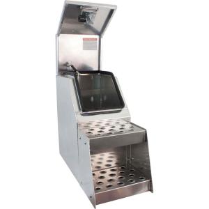 imageMytee Products 245quotx284quotx30quot Aluminum Side Mount Semi Truck Tool Box with Saddle Step Open Wide Design ampamp THandle Latch Lock  Heavy Duty Weather Tight Step Tool Box for Flatbed Trailer15 Open Wide Lid