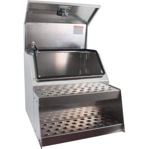 imageMytee Products 245quotx284quotx30quot Aluminum Side Mount Semi Truck Tool Box with Saddle Step Open Wide Design ampamp THandle Latch Lock  Heavy Duty Weather Tight Step Tool Box for Flatbed Trailer24 Open Wide Lid