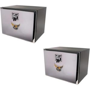 imageMytee Products 24quotx24quotx60quot Steel Flatbed Trailer Underbody Tool Box with Mirror Finish Barndoor Style Single Door ampamp THandle Latch Lock  Heavy Duty Side Mount Tool Box for Trailer ampamp Semi Truck2  Pack