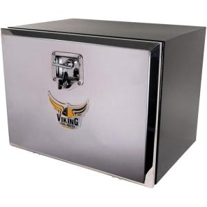 imageMytee Products 24quotx24quotx60quot Steel Flatbed Trailer Underbody Tool Box with Mirror Finish Barndoor Style Single Door ampamp THandle Latch Lock  Heavy Duty Side Mount Tool Box for Trailer ampamp Semi Truck1  Pack