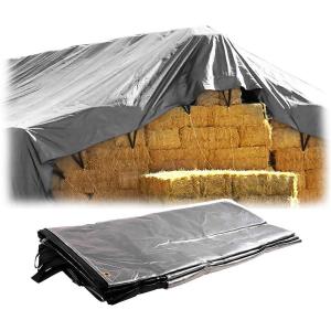 imageMytee Products 25 x 33 Heavy Duty 8oz Hay Tarps  145 mil Waterproof Poly Tarpaulin with UV ampamp Frost Resistance SilverBlack TearProof Cover for Agriculture Equipment15 x 27
