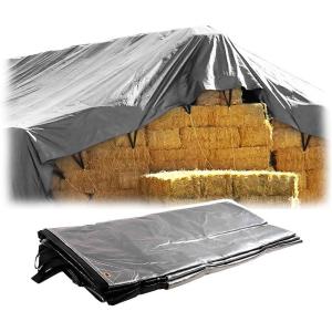 imageMytee Products 25 x 33 Heavy Duty 8oz Hay Tarps  145 mil Waterproof Poly Tarpaulin with UV ampamp Frost Resistance SilverBlack TearProof Cover for Agriculture Equipment25 x 54