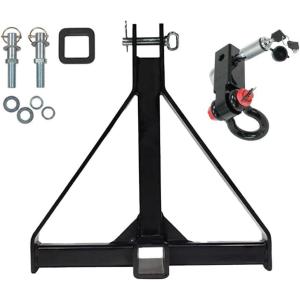 imageMytee Products 3 Point Trailer Hitch 2quot Receiver ampamp Shackle Hitch Receiver with 58quot Hitch Lock Pin ampamp 34 D Ring Shackle  11000 lbs WLL  Heavy Duty Trailer Draw Bar Adapter Category 1 Tractor Tow