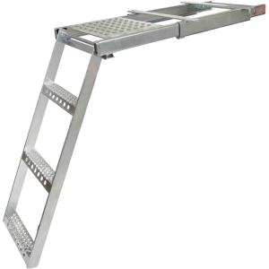 imageMytee Products 3 Rung PullOut Trailer Step Ladder with Standing Platform Folding Truck Step Galvanized Steel for Use with Trucks Trailers and RVs3Rung
