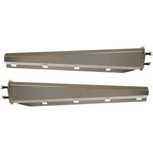 imageMytee Products 30quot Stainless Steel SpringLoaded Mud Flap Hanger Light Bar with Round Light Cutouts  212quot Bolt Spacing  Heavy Duty Mounting Mudflap Holder Bracket for Semi Trucks ampamp TrailersTapered Mudflap Hanger