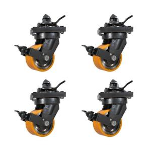 imageMytee Products 4 Pack 8quot ISO Shipping Container Caster Wheel with Brakes  5 Ton Load Capacity 11000 lbs WLLWheel  Shipping Container Moving Wheels Swivel Plate with Twist Lock4  Pack