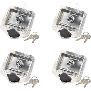 imageMytee Products 4 Pack THandle Tool Box Lock Rv Door Latch with Two Keys Stainless Steel Polished NOT KEYED AlikeStainless