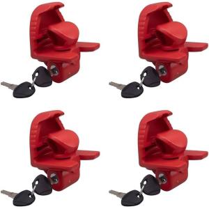 imageMytee Products 4 Pack Trailer Ball Hitch Lock with Keys  Fit 178quot 2quot ampamp 2516quot Couplers  HeavyDuty Steel Red Coupler Lock for Trailer Hitches  Connectors for Truck Trailers Boat ampamp RV4  Pack