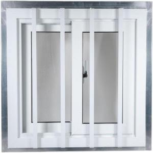 imageMytee Products 44quot x 44quot Shipping Container Window with Security Bars  PVC Frame Sliding Window for Side Walls Shipping Containers Tree House Garage ampamp Store Box  Dual Panes for InsulationWhite