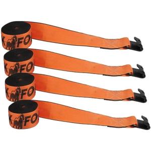 imageMytee Products 8 Pack Kinedyne K Force Winch Straps 4quot x 30 Orange Heavy Duty Tie Down wFlat Hooks WLL 6670 lbs  4 Inch Cargo Control for Flatbed Truck Utility Trailer4  Pack