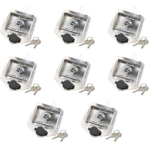 imageMytee Products 8 Pack Stainless Steel Tool Box Lock with Two Keys Each  Truck Trailer RV Door Latch with Gasket THandle  Highly Polished Stainless Steel8  Pack