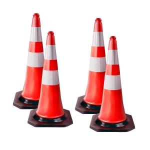 imageMytee Products 8 Pack Traffic Cones 28 Inch with Reflective Collars ampamp Solid Black Weighted Base  PVC Orange Construction Cones  Stacklable Safety Cones for Parking Lot Driveway Road Traffic4  Pack