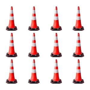 imageMytee Products 8 Pack Traffic Cones 28 Inch with Reflective Collars ampamp Solid Black Weighted Base  PVC Orange Construction Cones  Stacklable Safety Cones for Parking Lot Driveway Road Traffic12  Pack