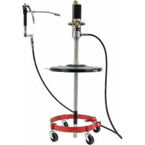 imageMytee Products Air Operated Portable 501 Grease Pump System for 120 lbs 16 Gallon  Pneumatic Single Acting Grease Pump Drum Cover Dolly Follower Plate Control Valve and Hose120 LBS Container