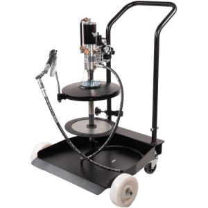 imageMytee Products Air Operated Portable 501 Grease Pump System for 120 lbs 16 Gallon  Pneumatic Single Acting Grease Pump Drum Cover Dolly Follower Plate Control Valve and Hose35 LBS Container w Trolley