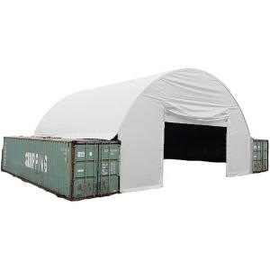 imageMytee Products Shipping Container Canopy Shelter Kit  20L x 20W 21 Oz 610 GSM PVC White Cover Storage Container Roof with Back End Wall  Snow UV and WeatherResistant1812 H x 26 W