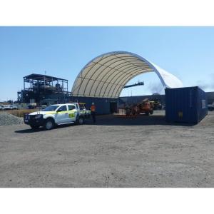 imageMytee Products Shipping Container Canopy Shelter Kit  20L x 20W 21 Oz 610 GSM PVC White Cover Storage Container Roof with Back End Wall  Snow UV and WeatherResistant40 L x 40 W