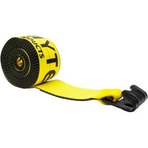 imageMytee Products Winch Straps 4quot x 30  High Abrasion Orange Heavy Duty Tie Down wFlat Hook Extreme WLL 6670 lbs  4 Inch Cargo Control for Flatbed Truck Utility Trailer 10 PackYellow