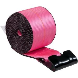 imageMytee Products Winch Straps 4quot x 30 Yellow Heavy Duty Tie Down wFlat Hooks WLL 5400 lbs  4 Inch Cargo Control for Flatbed Truck Utility Trailer 10 PackPink