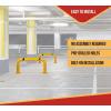 imageMytee Products HighProfile Steel Machine Guard Rail Safety Barrier  36quotx48quot Yellow Powder Coated wBlack Visibility Stripes Floor Mounted Bolton Safety Barrier for Warehouses Parking Area4  Pack