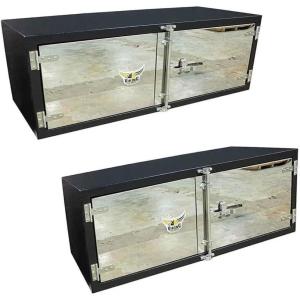 imageMytee Products 24quotx24quotx60quot Steel Flatbed Trailer Underbody Tool Box with Mirror Finish Barndoor Style Double Doors ampamp Paddle Lock  Heavy Duty Side Mount Tool Box for Trailer ampamp Semi Truck2  Pack