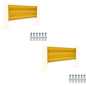 imageMytee Products 4 x 15quot BoltOn Steel 3Rib Guard Rails for Warehouse Aisle Corners and Equipment Protection 12000 lbs  Yellow2  Pack