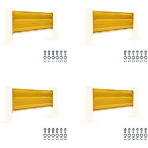 imageMytee Products 4 x 15quot BoltOn Steel 3Rib Guard Rails for Warehouse Aisle Corners and Equipment Protection 12000 lbs  Yellow4  Pack