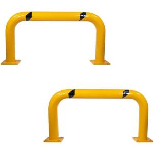 imageMytee Products HighProfile Steel Machine Guard Rail Safety Barrier  36quotx48quot Yellow Powder Coated wBlack Visibility Stripes Floor Mounted Bolton Safety Barrier for Warehouses Parking Area2  Pack