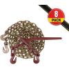 imageMytee Products 516 Grade 70 Chain and Binder Kit  Includes 8 51638 G70 Lever Style Snap Binder amp 8 516 x 20 G70 Chain wGrab Hooks  5400 lbs Safe Load Limit for Truck amp Flatbed Trailer8  Pack