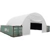 imageMytee Products Shipping Container Canopy Shelter Kit  40L x 40W 21 Oz 610 GSM PVC White Cover Storage Container Roof with Back End Wall  Snow UV and WeatherResistant40 x 26 Feet