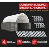 imageMytee Products Shipping Container Canopy Shelter Kit  40L x 40W 21 Oz 610 GSM PVC White Cover Storage Container Roof with Back End Wall  Snow UV and WeatherResistant20 x 26 Feet